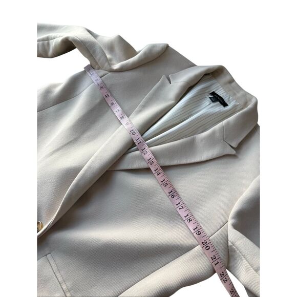 Ann Taylor Toasted Oat Twill Relaxed Long Double Breasted Blazer Size 14 - Picture 9 of 12